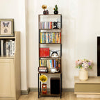 Aquzee DVD Shelf, Wooden CD Storage Rack, CD Holder with Adjustable Dividers, DVD Tower Rack, Media Storage Shelf for CDs/DVDs, Books, Video Games, Suitable for Living Room, Bedroom, Home Office