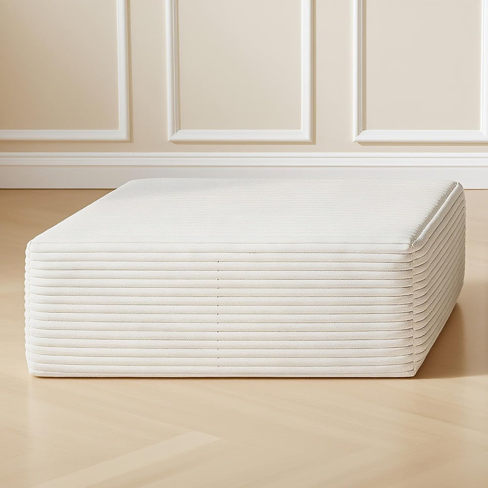 37.4" Plush Corduroy Ottoman, Upholstered Cloud Ottoman for Couch in a B...