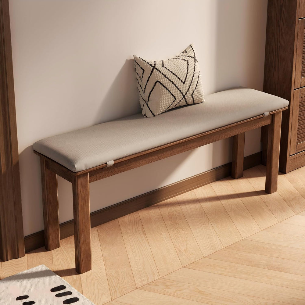 CycleCrew 47.2" Solid Wood Dining Bench with Removable Cushion - Mid-Cen...
