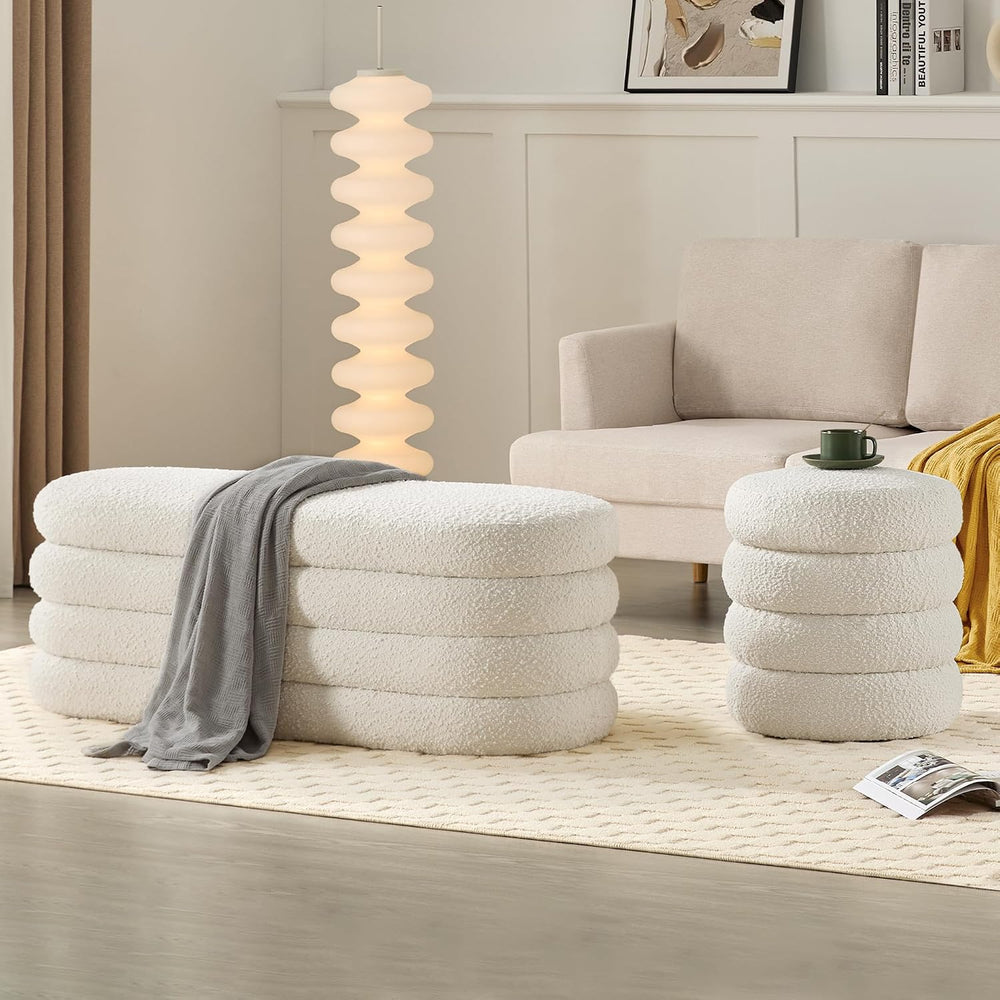 Busaurus Storage Ottoman Bench 49.2 Inch Upholstered Fabric Storage Bench for...