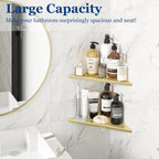 Corner Shower Shelves, 10” Recessed Tile Shower Shelf, 304 Stainless Steel Grout in Corner Tile Shower Shelves, No Drilling, Brushed Golden, 2 Pack