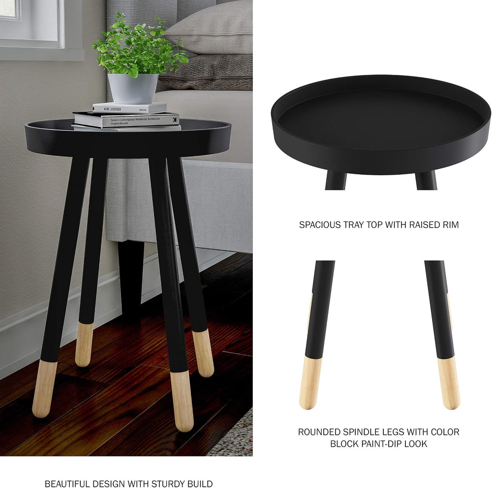 Lavish Home Round End Table Set of 2 – 17 Inch Small Round Side Table Set wit...