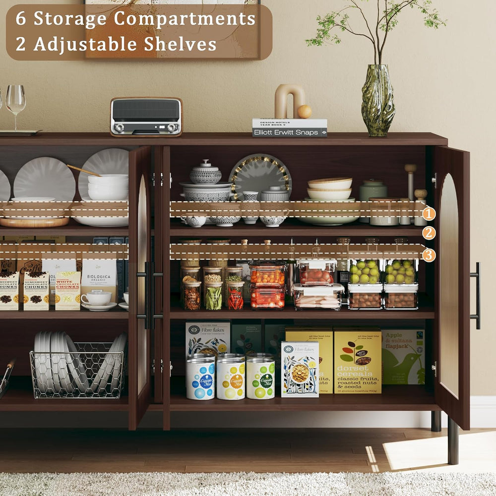 HUAHUU 55" Buffet Cabinet with Storage, Large Sideboard Cabinet with Flu...