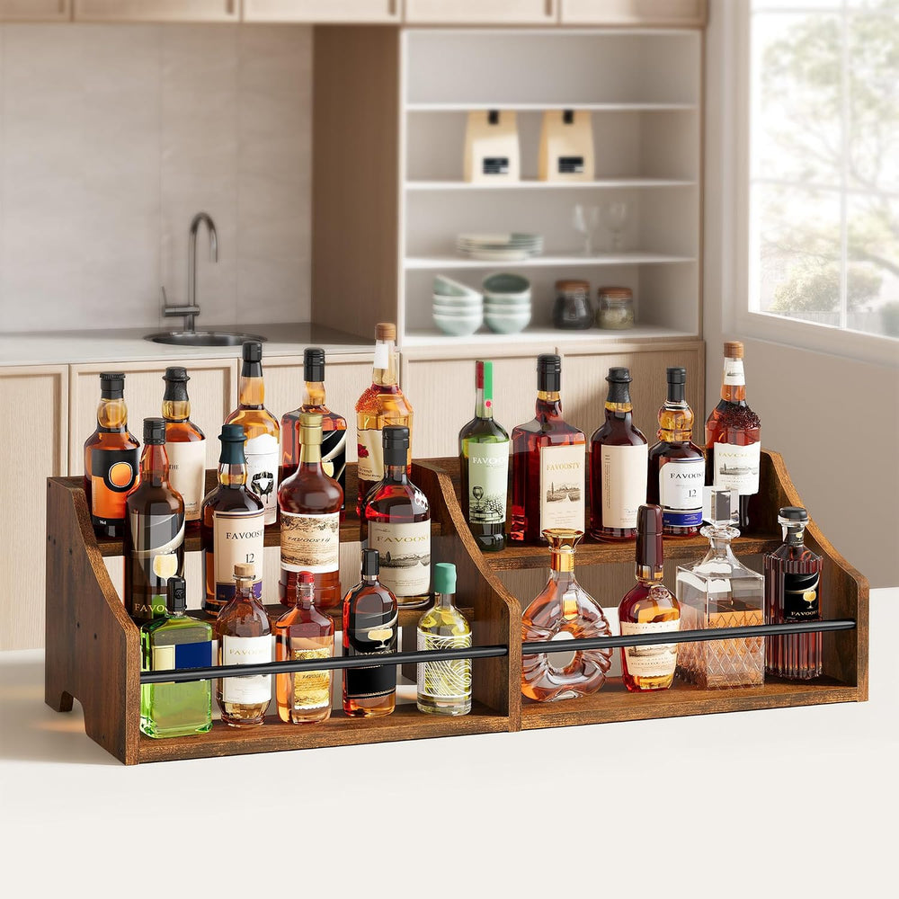 FAVOOSTY 5 Tier Countertop Liquor Bottle Display Shelf Organizer, Retro Table...