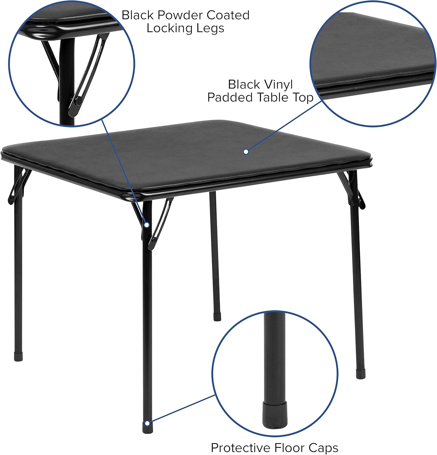 Flash Furniture Mindy Kids 3-Piece Folding Table and Chairs Set for Daycare and Classrooms, Children's Activity Table and Chairs Set, Black