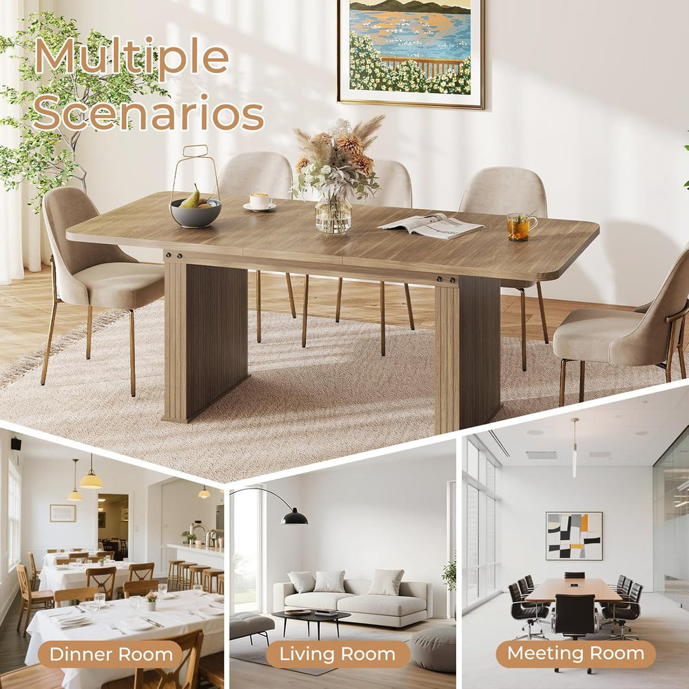 Zevemomo 63"-78.7" Expandable Dining Table, 6-10 Farmhouse Kitchen ...