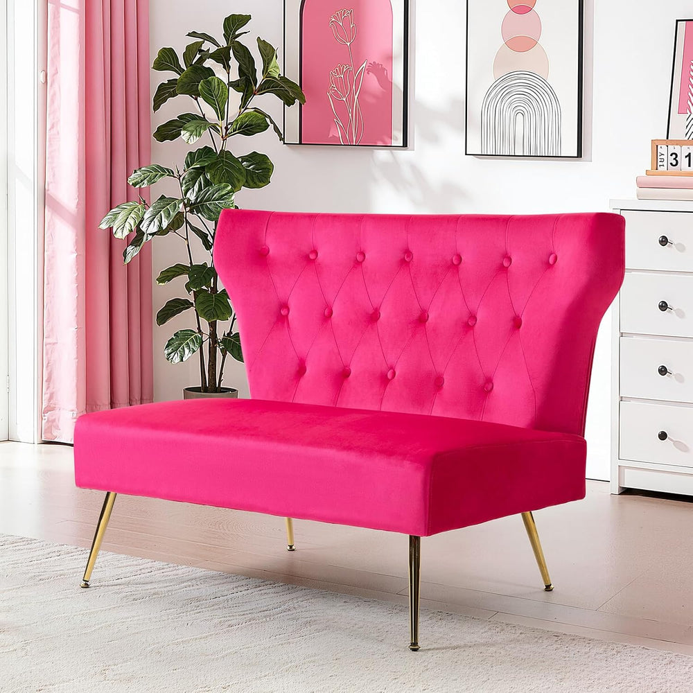 ZJhome Small Velvet Sofa, Soft Upholstered 40’’ Armless Loveseat Couch with H...