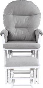 Suite Bebe Madison Nursery Rocking Chair with Ottoman, Wooden Glider for Baby Nursing, Smooth Gliding Rocker, White and Oyster