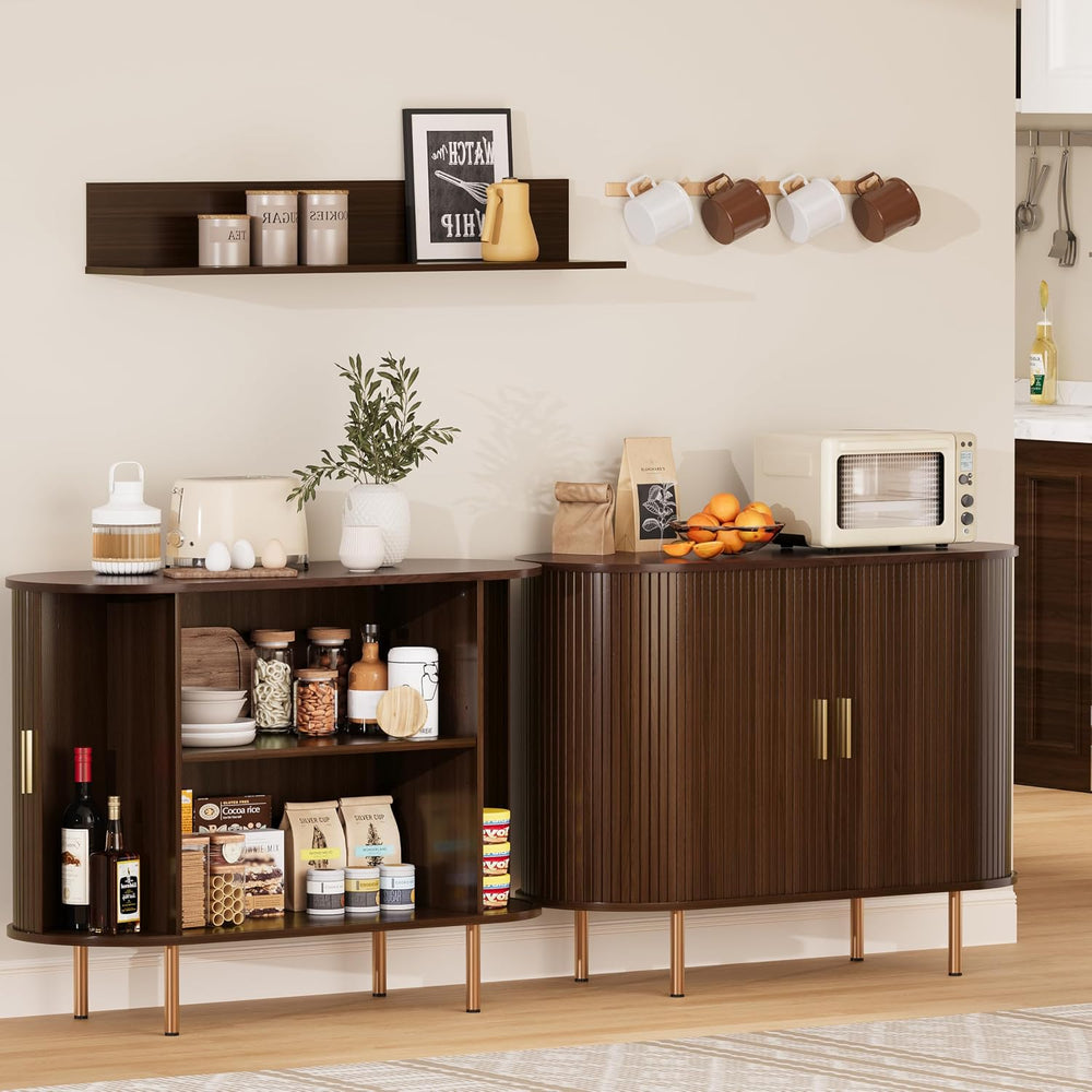 DHH Sideboard Buffet Cabinet with Storage,Mid Century Modern Fluted Accent Co...
