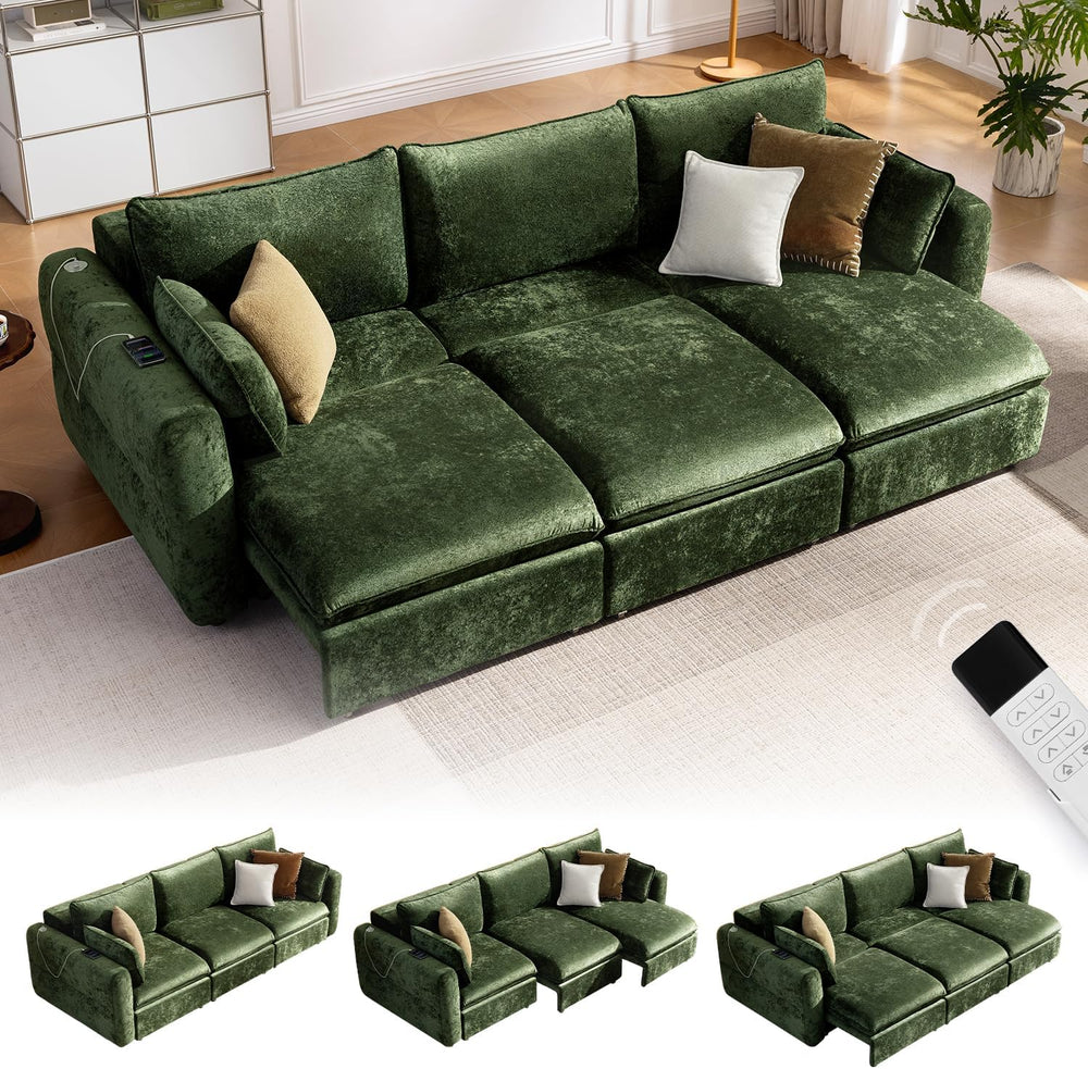 103" Electric Pull Out Sleeper Sofa Bed, 2in1 Power Extendable Couch Bed...