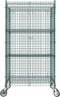 24"x36"x70" Metal Wire Green Security Heavy Duty Commercial NSF Certified Storage Unit | Mobile Wire Security Cage Kit