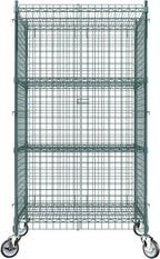 24"x36"x70" Metal Wire Green Security Heavy Duty Commercial NSF Certified Storage Unit | Mobile Wire Security Cage Kit