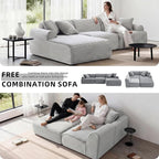 Modular Floor Sofa, Cozy Corduroy Sectional Couch with Fully Washable Covers, Frameless L Shaped Couch for Living Room, Family & Pet Friendly Lounge, No Assembly(Light Gray,Left Facing Chaise)