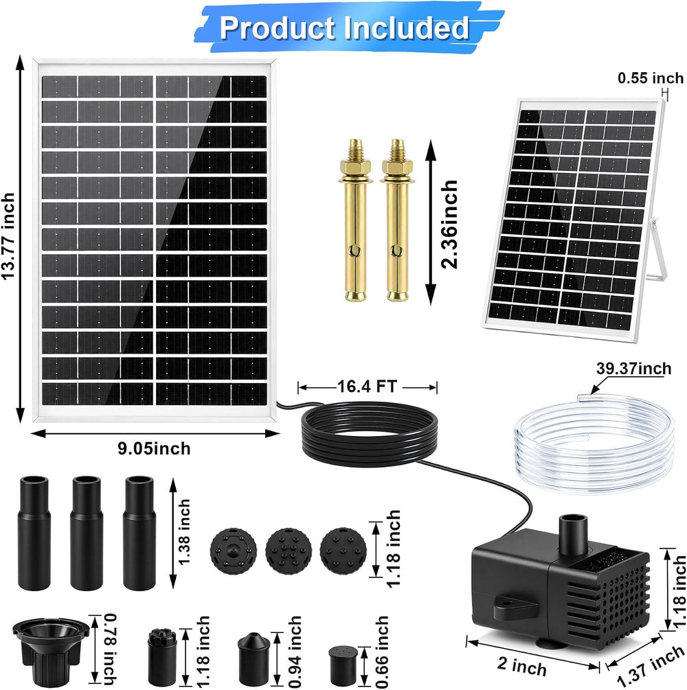 15W Solar Fountain Water Pump with 6 Nozzles for Bird Bath Garden