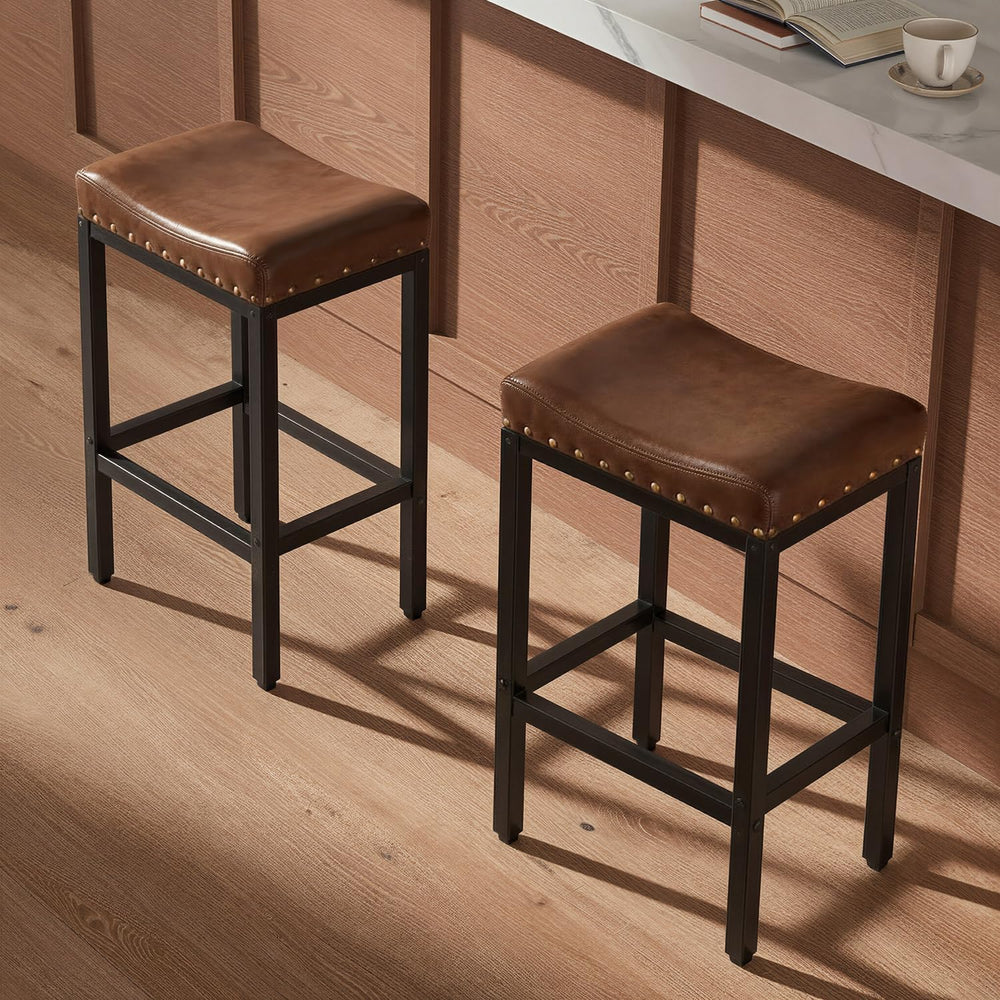 Forteek 25.5'' Bar Stools Set of 2, Counter Height Barstools with Nai...