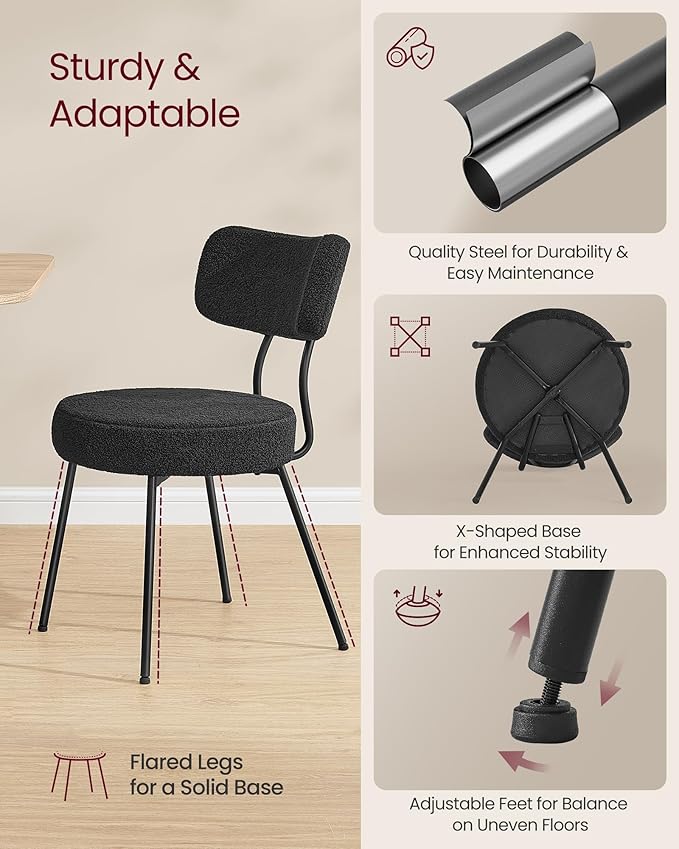 VASAGLE Boucle Dining Chairs Set of 4, Upholstered Kitchen Dining Room Chairs...