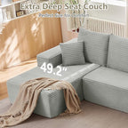 166.9" Cloud Sectional Couch with L-Shape Chaise, Modern Modular Comfy Sofa Chaise Longue, Upholstered Corduroy Couches Sleeper with Deep Seat for Living Room Bedroom, No Assembly Required, Grey