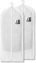 2-Pack Breathable Garment Bags for Hanging Clothes – Dust-Proof Suit & Dress Covers with Clear Window – Waterproof, Foldable Closet Storage Organizer for Coats, Gowns, and Jackets (White, 55")