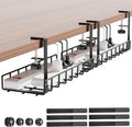Under Desk Cable Management Tray 2 Pack, Xpatee Wire Management No Screws, Cable Tray with Clamp for Wire Management, Computer Code Rack for Office, Home - No Damage to Desk Black