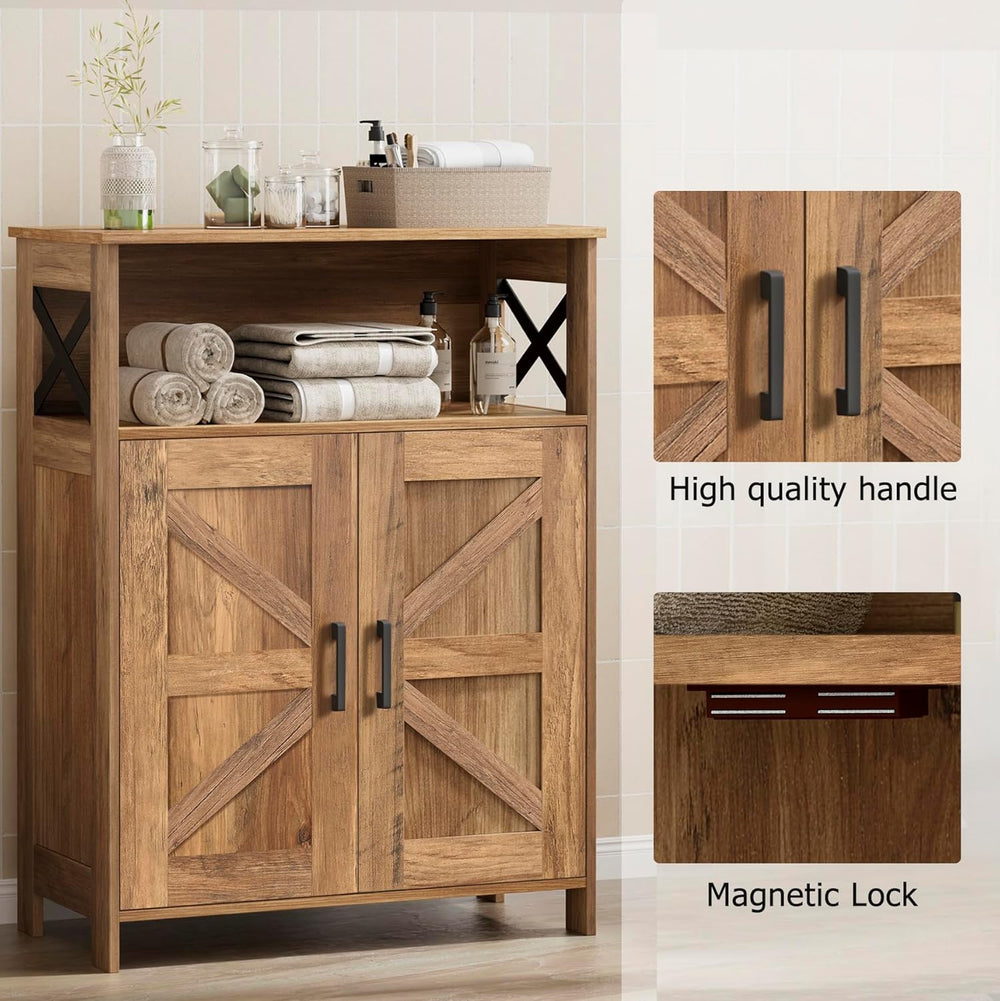 Homhedy Farmhouse Bathroom Storage Cabinet with 2 Doors, Toilet Paper Cabinet...