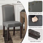 LSSBOUGHT Dining Chair Upholstered Parsons Kitchen Chair with Copper Nails and Solid Wood Legs for Dining Room,Restaurant (Light Grey, 4PCS)