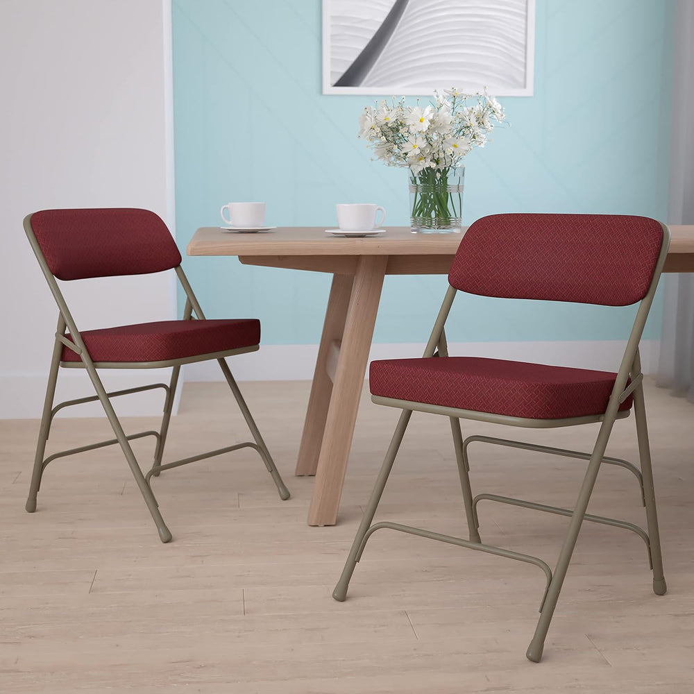 Flash Furniture Hercules Series Metal Folding Chairs with Cushioned Seat, Fab...
