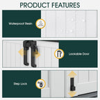 NUNU LAB Outdoor Storage Cabinet 36 Cu.Ft Garden Storage Shed Waterproof Lockable for Garden Hoses, Generator, and Lawn Mower