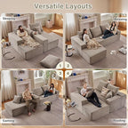 107" Cloud Sectional Couch with L-Shape Chaise, Modern Modular Comfy Sofa with Deep Seat, Upholstered Corduroy Couches Sleeper Chaise Longue for Living Room Bedroom, No Assembly Required, Camel