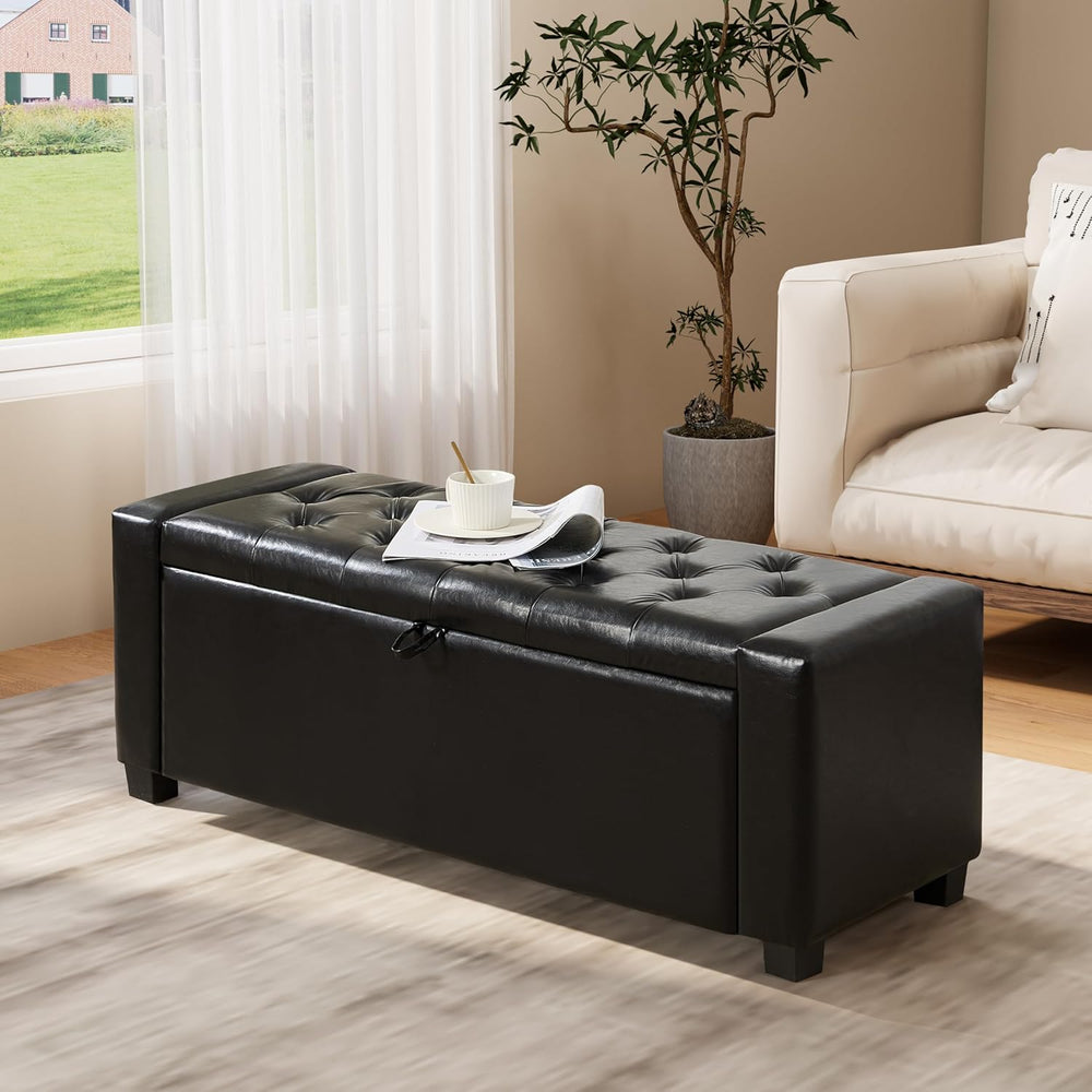 Royal Windsor Ottoman with Storage,Tufted Storage Bench with Safety Hinge,Hol...
