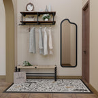 Wall Mounted Clothes Rack 12 Inch Deep, 42 Inch Heavy Duty Garment Rack with Real Walnut Wood Shelf, Multi-Purpose Hanging Rod & Space-Saving Closet Storage Organizer
