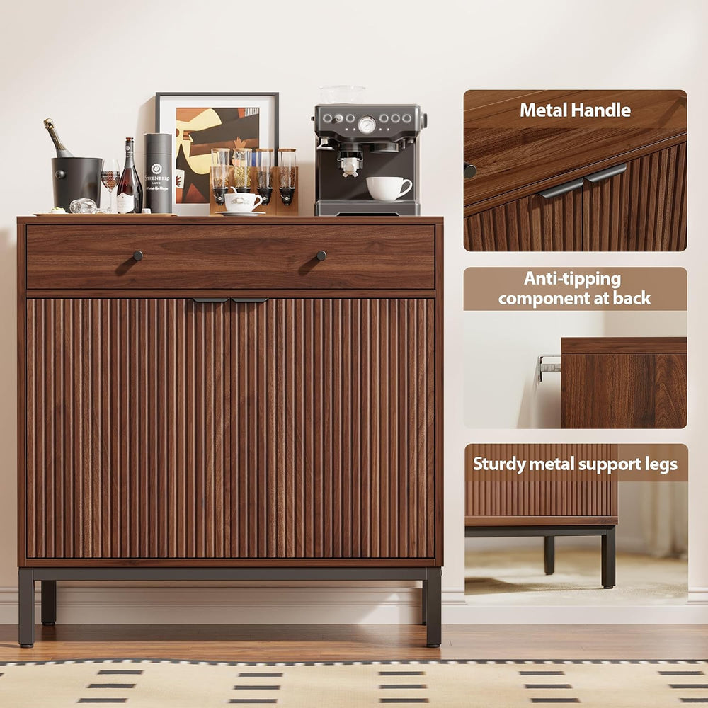 Mericonia Sideboard Buffet Cabinet Storage, Modern Console Fluted Credenza