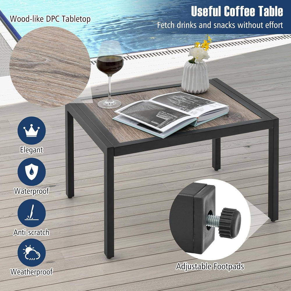 Tangkula 3 Piece Patio Chaise Lounge Set, Aluminum Patio Recliner with Coffee...