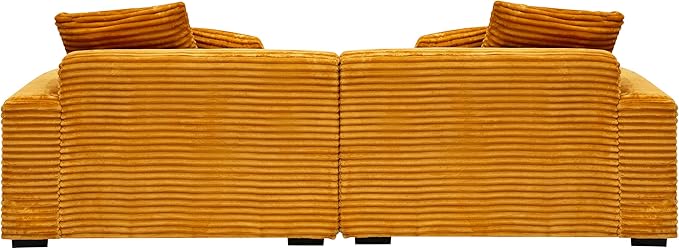 Ball & Cast 104" Modular Sectional Sofa,Comfy Loveseat Couch with 4 Pillows,Corduroy Fabric Upholstered Couches W/Deep Seat and Armrest,4 Seater Sectional Sofa for Living Room,Apartment,Orange