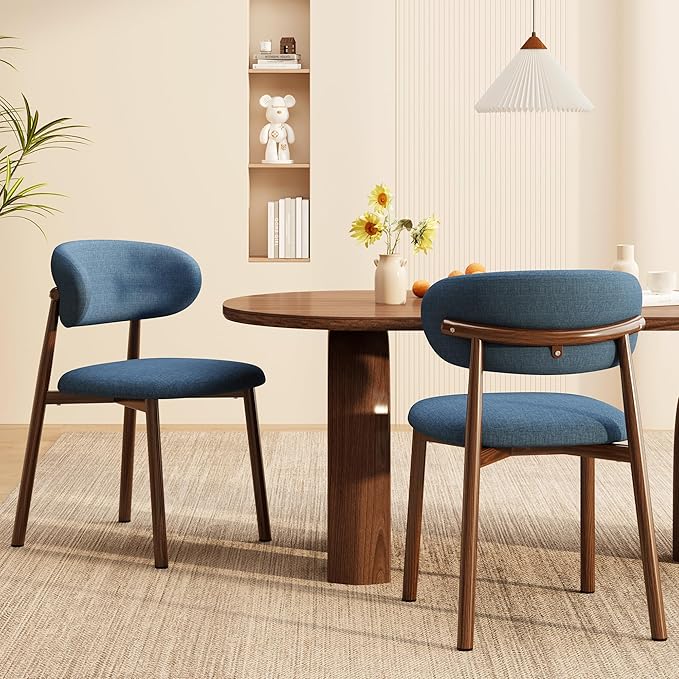 Kitchen Dining Chairs Set of 6 Modern Soft Linen Farmhouse Dining Room Chair,...
