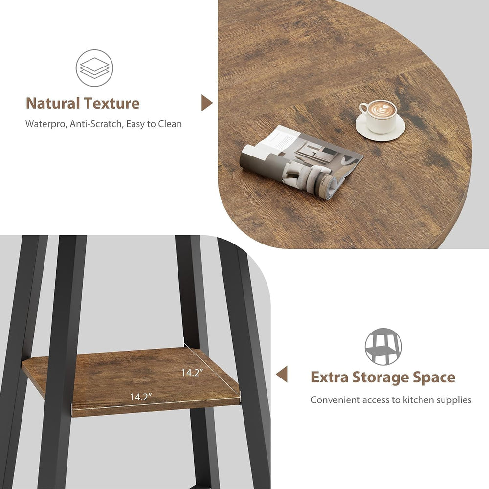 GarveeHome 47" Round Dining Table for 4-6 with Storage Shelf, Industrial...