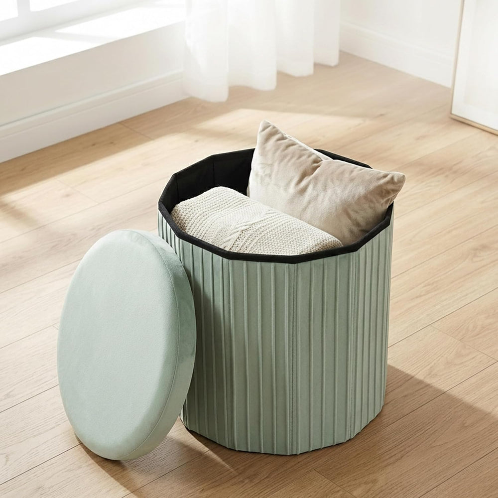 Relaxdays Velvet Stool with Storage Upholstered Foldable Height 38 x Depth 38...