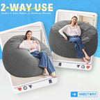 HABUTWAY 5FT Bean Bag Chair,Giant Bean Bag Chairs for Adults,Big Bean Bags with Memory Foam Filled, Large Beanbag Chairs with Soft Corduroy Cover-Grey