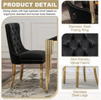 9 Piece Glass Dining Table Set for 8, 81" Rectangle Kitchen Table with 8 Black Velvet Upholstered Chairs, Tempered Glass Tabletop with Stainless Steel Legs, for Kitchen and Dining Room, Gold Black