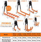 AOBEN Garage Hooks Heavy Duty, Steel Garage Storage Hooks, Utility Tool Hangers and Combinable Wall Mount Garage Hooks for Organizing Ladders, Bikes, Hoses, and More Equipment (Small J, 4 Pack)