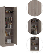 Multistorage Pantry Cabinet,Five Shelves,Double Door Cabinet for Kitchen,Laundry,Living Room,Bedroom-Light Gray