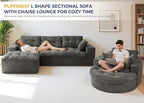 MAXYOYO L Shape Sectional Sofa Couch and Round Chaise Lounge, Modern Cloud Couch with Ottoman, Comfy Sofa with Layered Cushion, Tufted Upholstered Sleeper Chair for Living Room, No Assembly Required