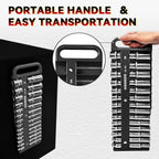 Magnetic Socket Holder Set with Handle, Portable Socket Organizer, Heavy Duty Socket Racks (Black, 3/8" Drive)