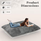 Homall 3 in 1 Giant Bean Bag Chair for Adults, Convertible Bean Bag Floor Couch Bed with Washable Cover, High-Density Foam Chair Bed for Living Room, Dorm Room, Office (Gray)