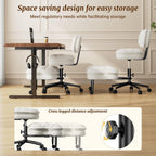 DurayLoly Cross Legged Office Chair, 360 Swivel, Folding Footrest, 5.12" Dual-Layer Plush Cushion, Height Adjustable, 300 lbs Capacity, Lumbar Support, Meditation Kneeling Chair, Off White