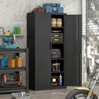Metal Tall Storage Cabinet, Black Storage Cabinets with Doors and Shelves, 72" H File Cabinet with 4 Adjustable Shelves, Heavy Duty Locking Cabinets for Home, Office, School
