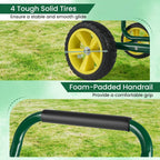 Goplus Garden Hose Reel Cart, 300 FT of 5/8" Large Capacity, Heavy-Duty Metal Hose Cart w/ 4 Wheels, Storage Basket, Portable Water Hose Organizer for Outside Yard, Outdoor Planting Tool (Blue)