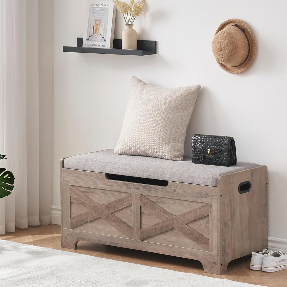 GAOMON Storage Chest, Lift Top Storage Trunk with 2 Safety Hinges, Barn Style...