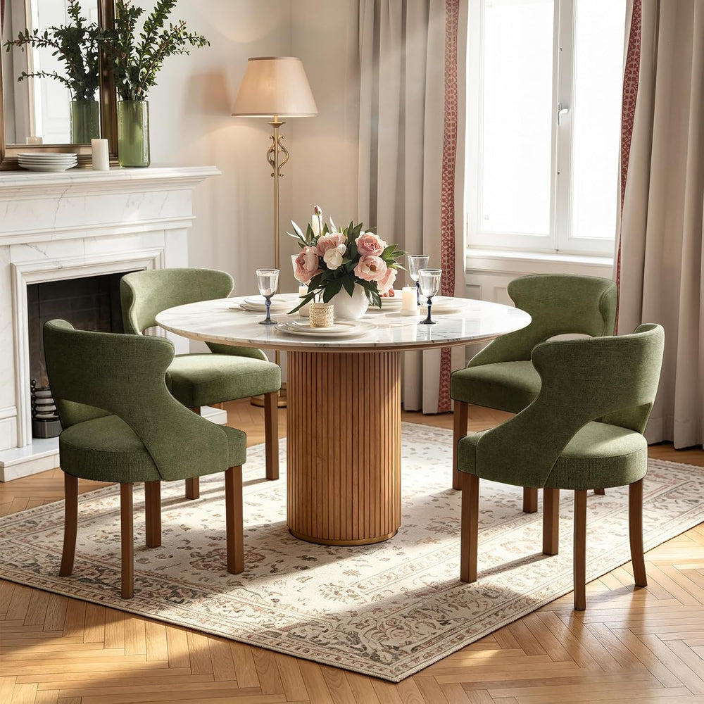 Wooden Dining Chairs Set of 4,Modern Fabric Upholstered Dining Room Chair Kit...