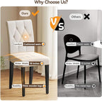 Upholstered Dining Chairs Set of 4, Button Tufted Parsons Dining Chair with Solid Wood Legs, Modern Fabric Side Chair for Hotel/Dining Room/Kitchen/Restaurant- White