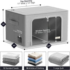 Sorbus Storage Bins with Divided Interior - Large Stackable & Foldable Organizer Containers with Metal Frame, Oxford Fabric, Large Window & Carry Handles - Organization for Bedroom, Linens & Clothes